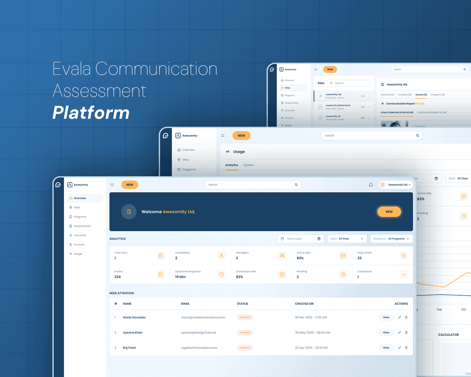 Evala Dashboard